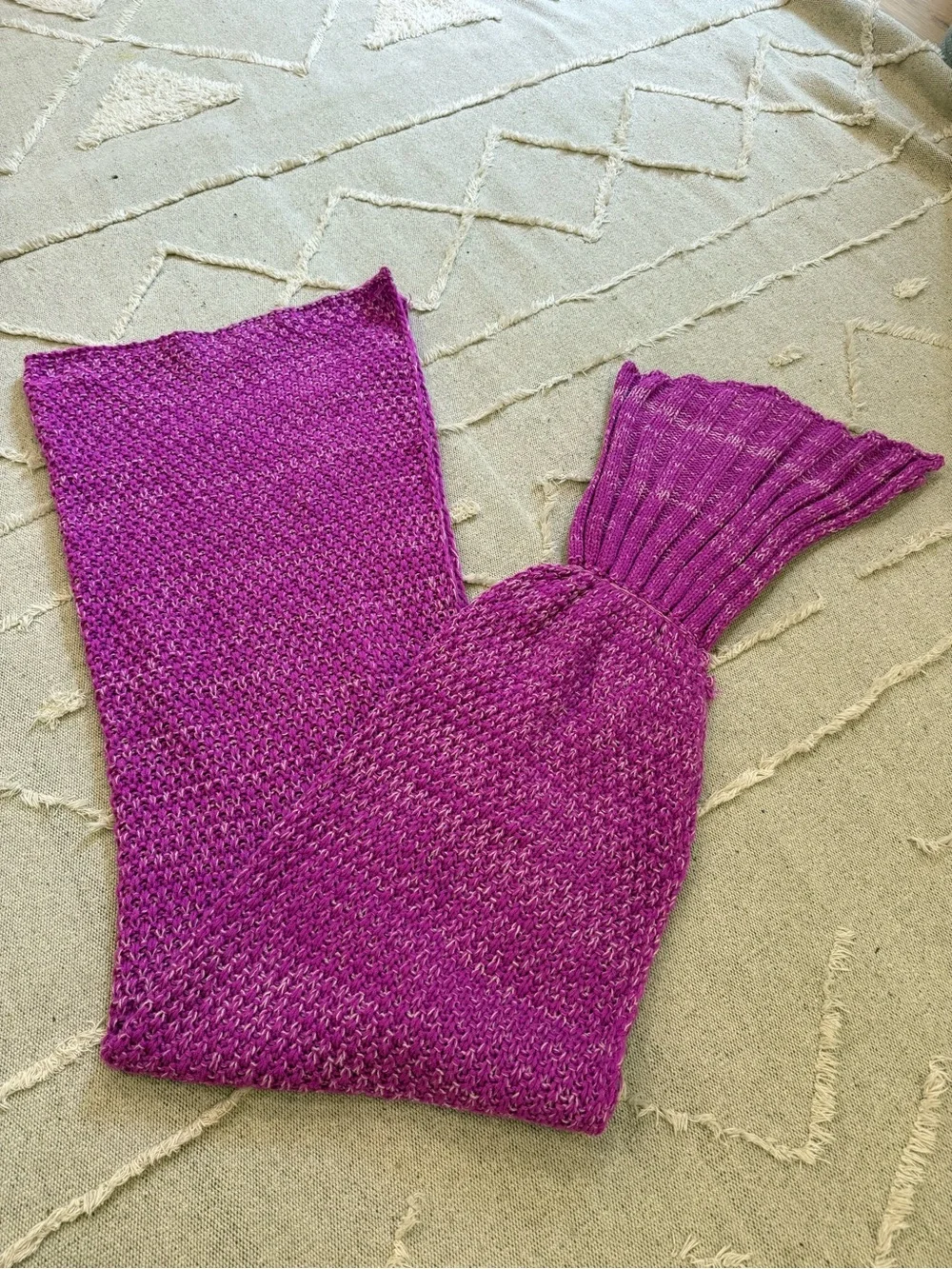 Kids Purple Mermaid Tail Blanket - Cozy Knit